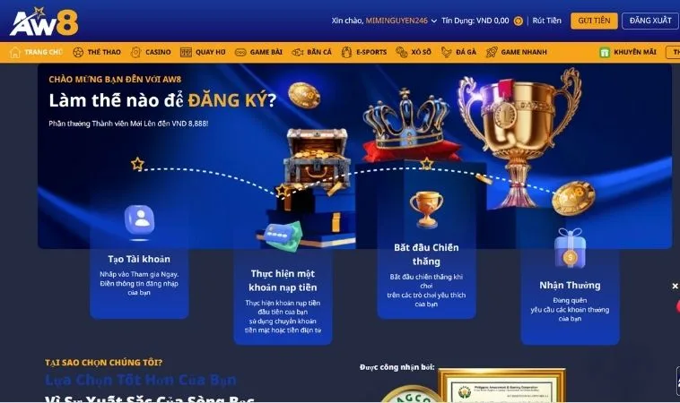 Cách đăng ký tài khoản để trải nghiệm tại nhà cái AW8